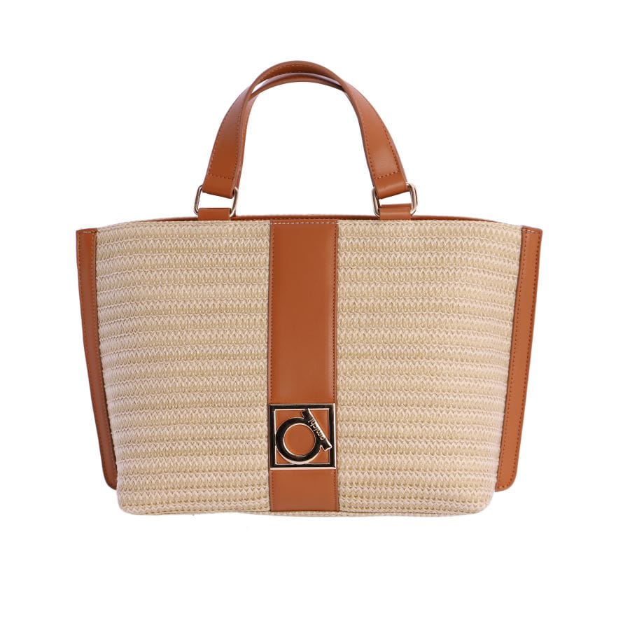 Bolso de mano amichi cuero y beige