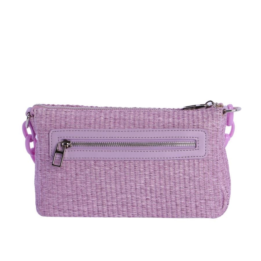 Parte de atrás bolso de rafia en color lila de la marca Don Algodón.