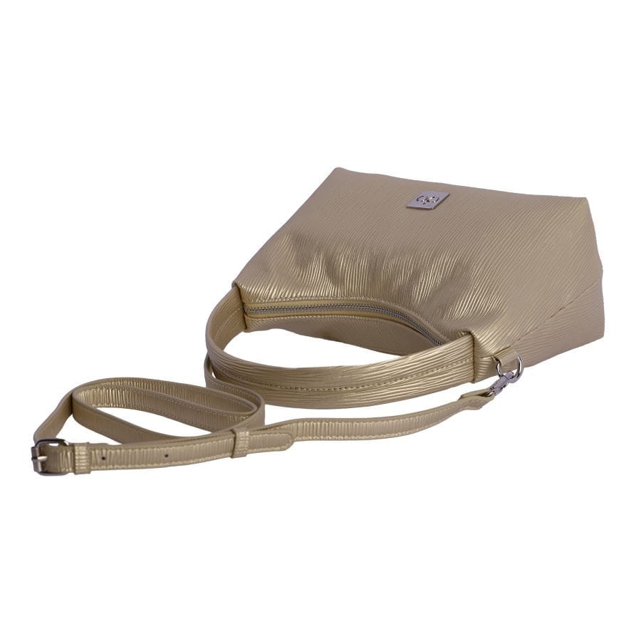 Bolso Don Algodón dorado con asa para llevarlo de mano y como bandolera.