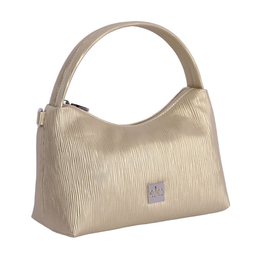 Bolso de mano marca Don Algodón de color dorado