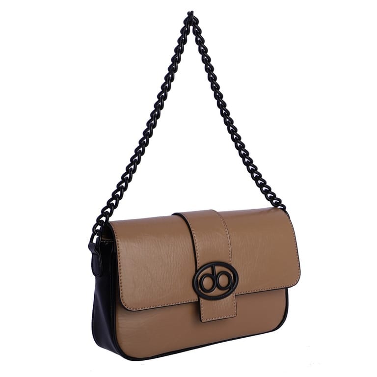 BOLSO DE DON ALGODON CON SOLAPA Y ASA DE CADENAS
