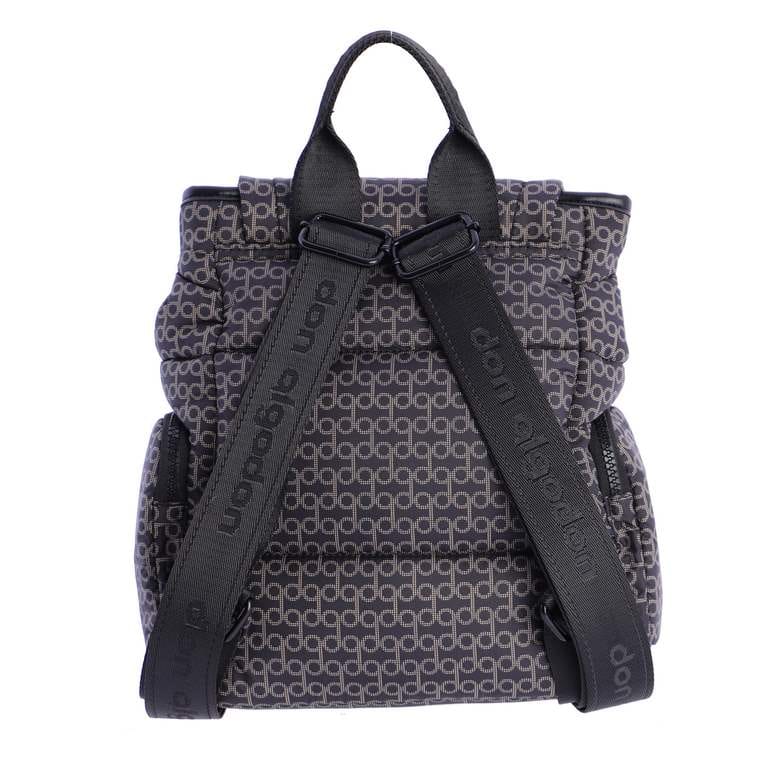 MOCHILA EN COLOR NEGRO Y ESTAMPADA CON EL LOGO DE DON ALGODON