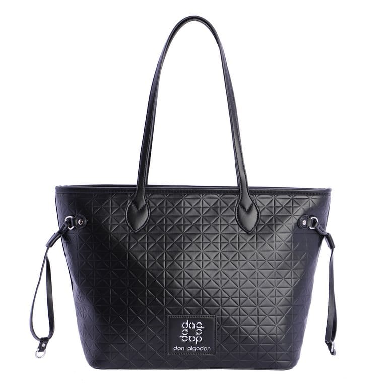 BOLSO SHOPPER EN COLOR NEGRO EN PU GRABADO DE DON ALGODON