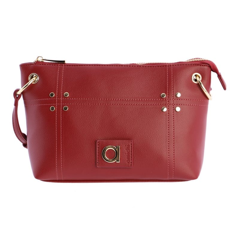 Bolso bandolera en color granate de Amichi con asa ajustable