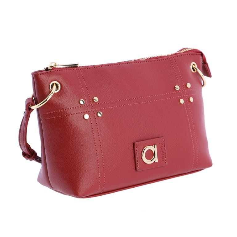 Bolso bandolera granate de Amichi con detalles dorados
