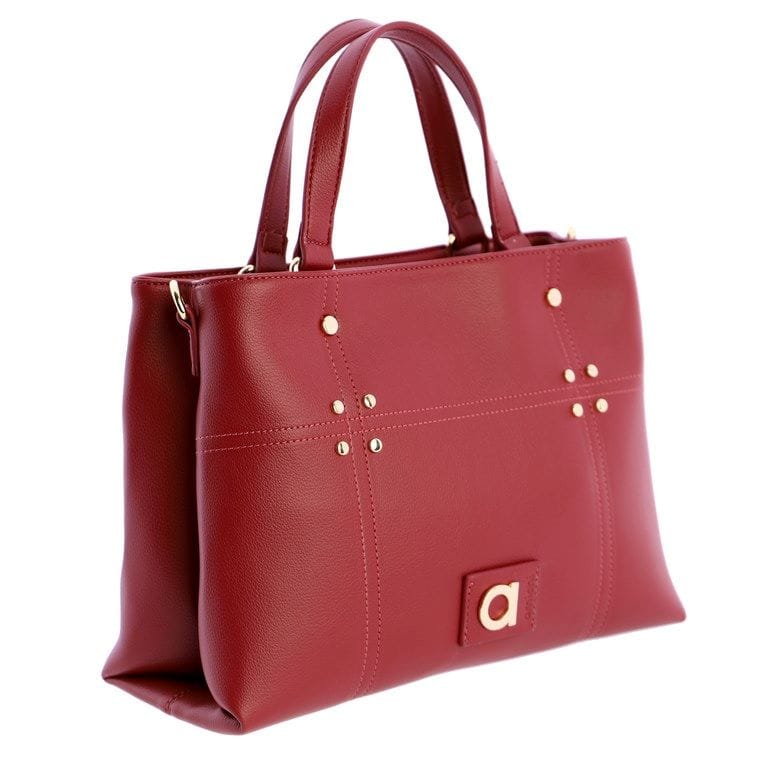 Bolso de mano granate con logo dorado de Amichi