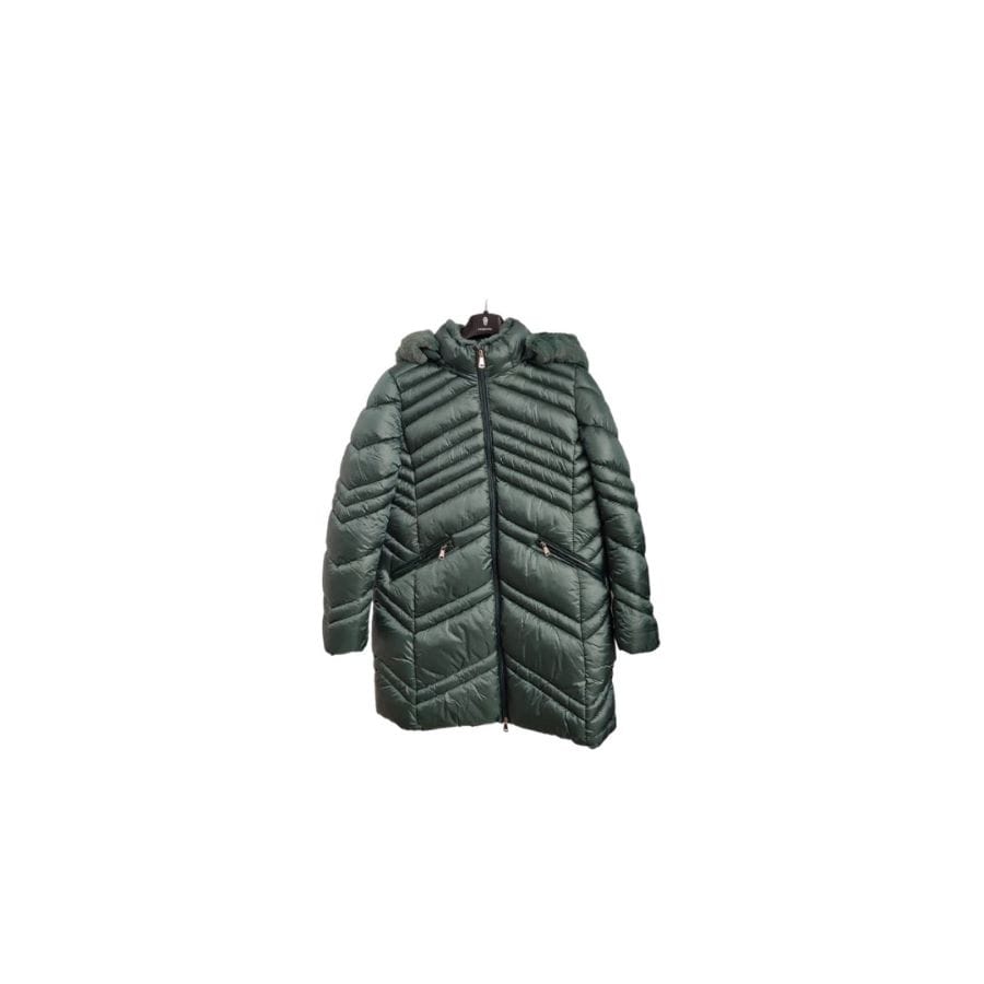 Parka en color verde pato de MCM con detalle de pelo