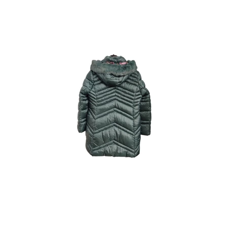 Parka verde pato con capucha de MCM y detalle de pelo