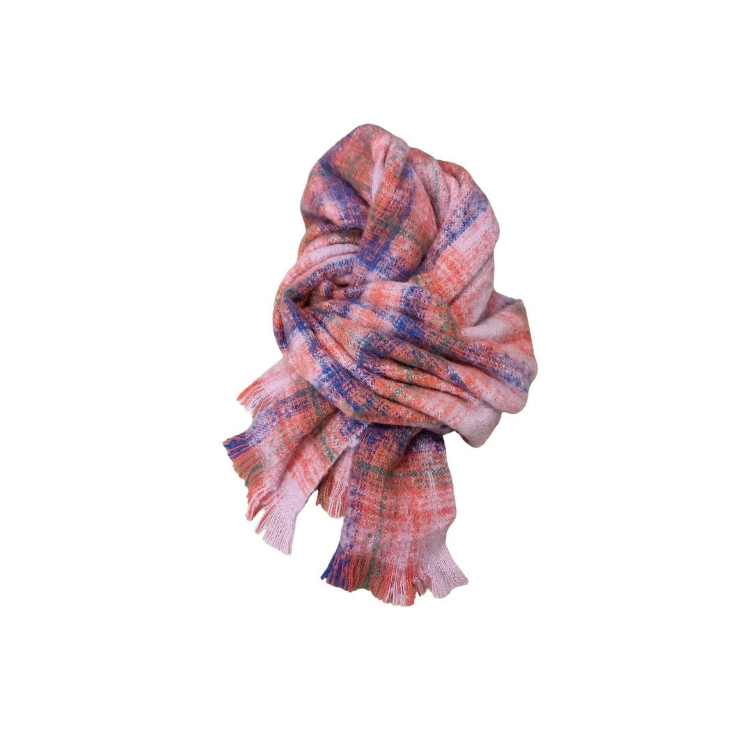 Bufanda de cuadros en tonos rosa, naranja, verde y azul de Mafram
