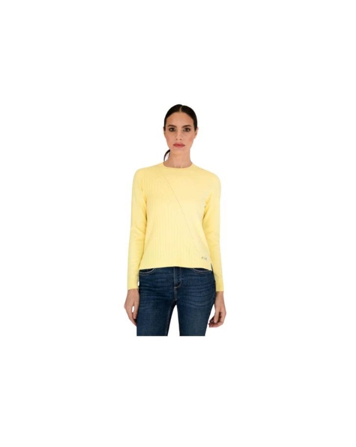 Jersey amarillo de Ian & Lambert de cuello redondo y punto fino