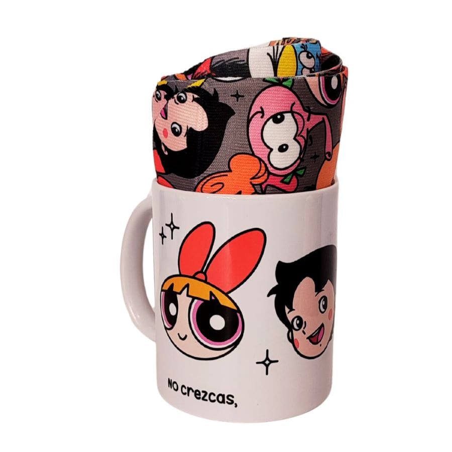 Pack taza y calcetines nostalgia con Personajes de los años 90 de Sacha
