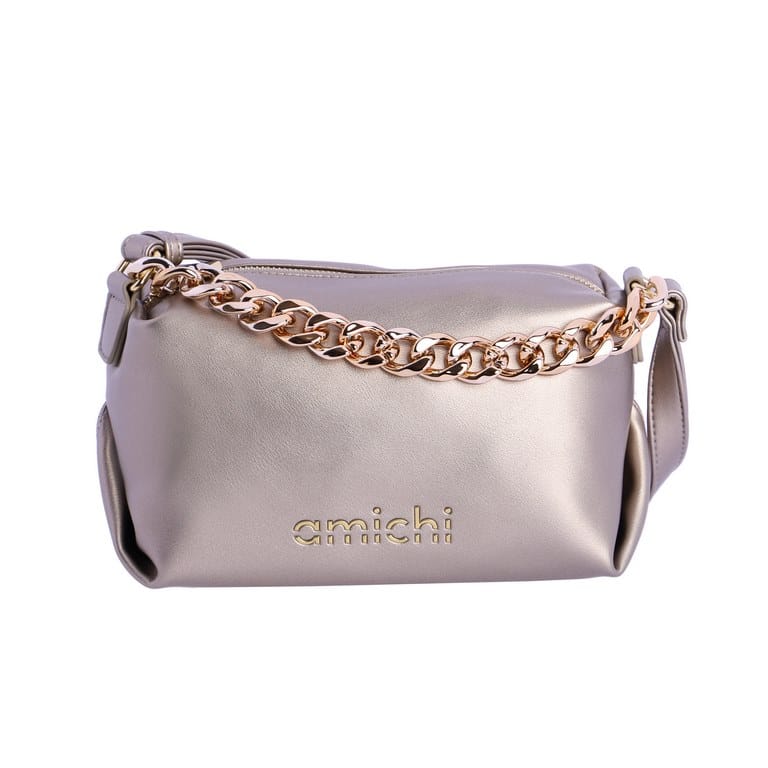 Bolso asa de cadena de Amichi fabricado con meteriales de alta calidad en color metalizado