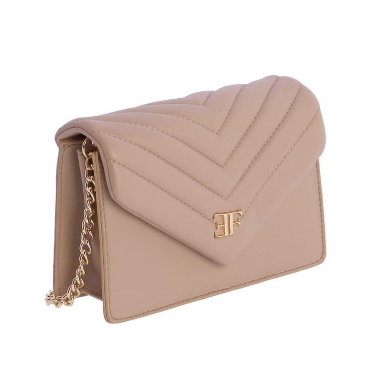 Bolso de E Ferri en color beige con solapa y tamaño pequeño