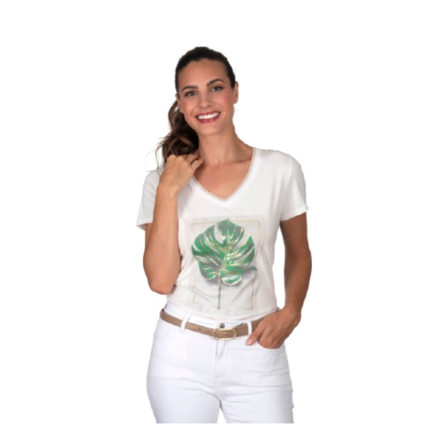 camiseta hoja verde y dorada diseñada en España por Ian Lambert