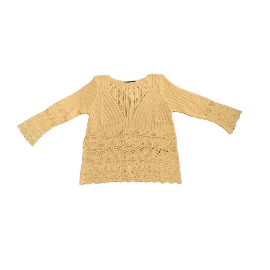 Jersey amarillo calado y cuello barco de punto fabricado en España por Look Maglia