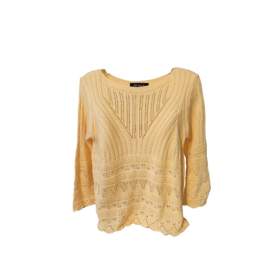 Jersey amarillo calado manga ancha y cuello barco de Look Maglia fabricado en España
