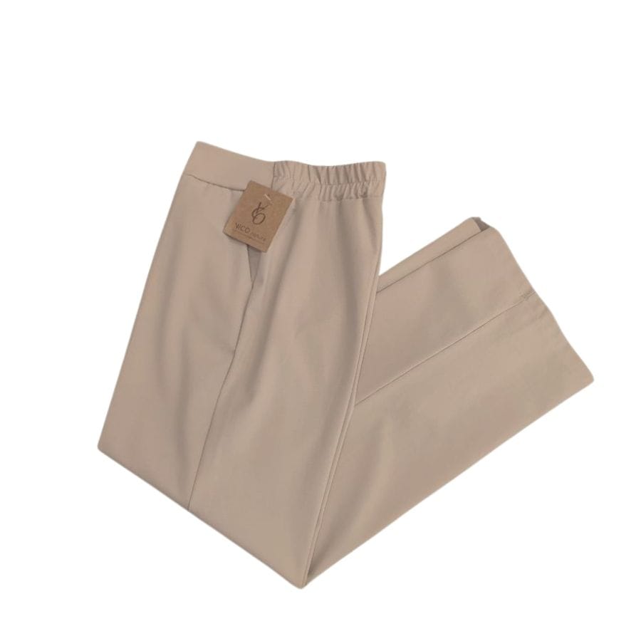 Pantalón de punto recto en color beige fabricado por Vico Nature en España