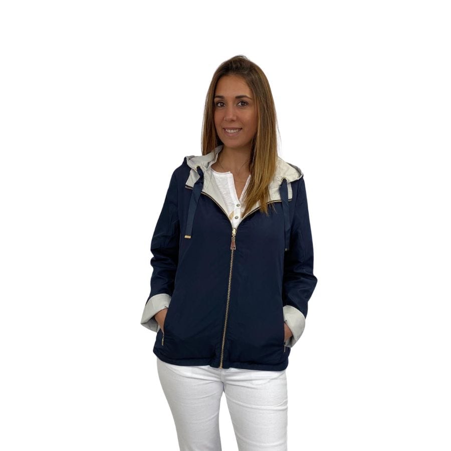 Parka reversible corta en gris y azul marino fabricada en España por Vico Nature