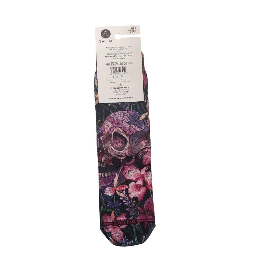 Calcetines de Sacha con estampado de calaveras y flores en dry touch
