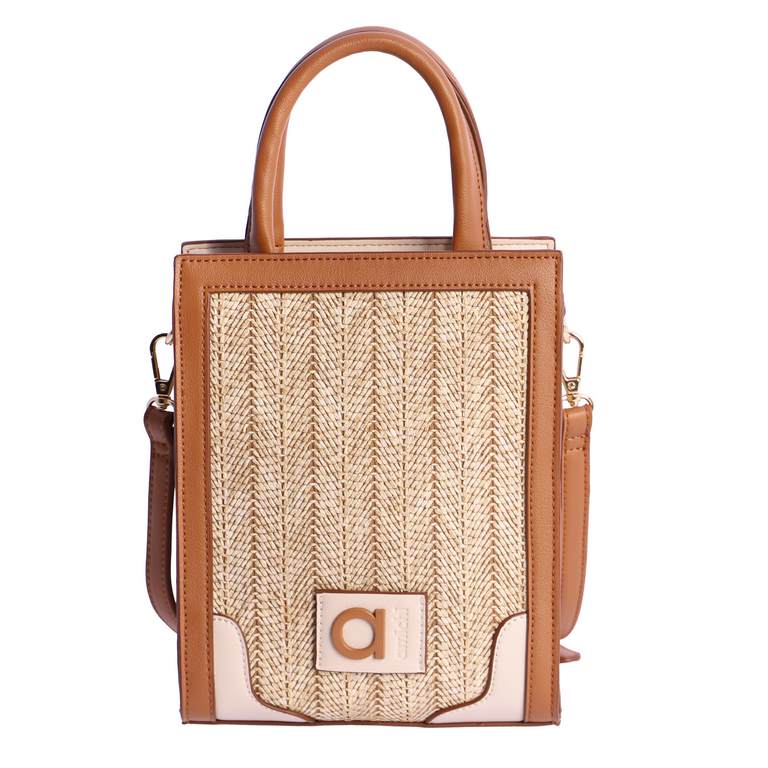 Bolso de mano en color natural de amichi con bandolera intercambiable