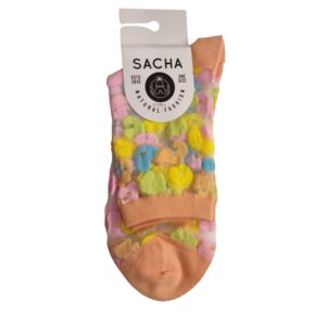Calcetines divertidos transparentes con manchas multicolor