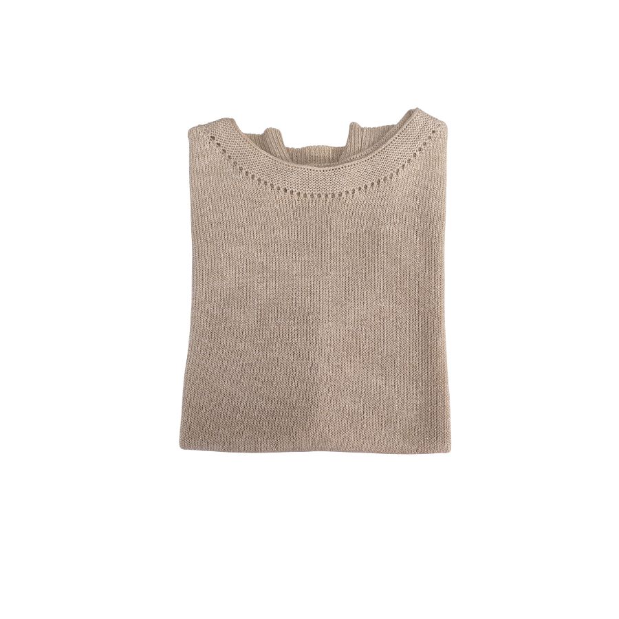 Top de lurex en color beige fabricado con materiales de alta calidad