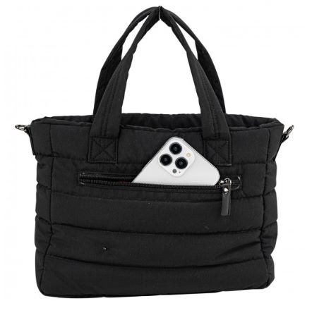 Bolso acolchado bandolera en color negro versátil, moderno y urbano de Skpat.