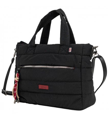 Bolso con asa corta y bandolera de estilo moderno, urbano y práctico para el día a día.