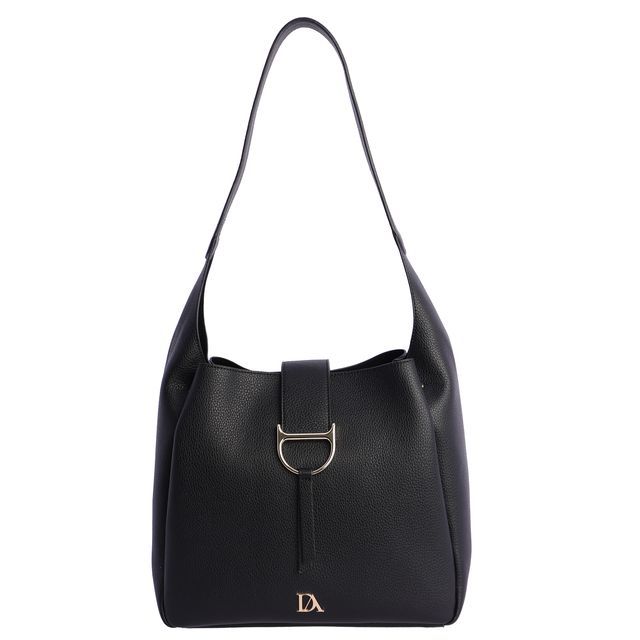 Bolso de mujer chic de hombro de Don Algodon en color negro con hebilla dorada