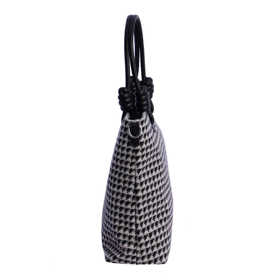 Bandolera bolso de manocon estampado pata de gallo de Amichi perfecto para un look con inspiración retro o de otoño/invierno