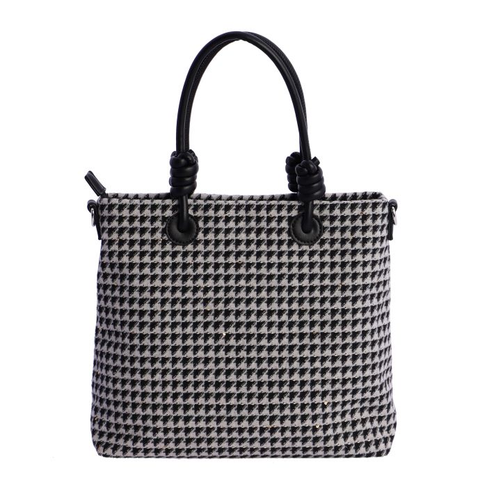 Bolso de mano amichi hecho de material textil y patrón geométrico