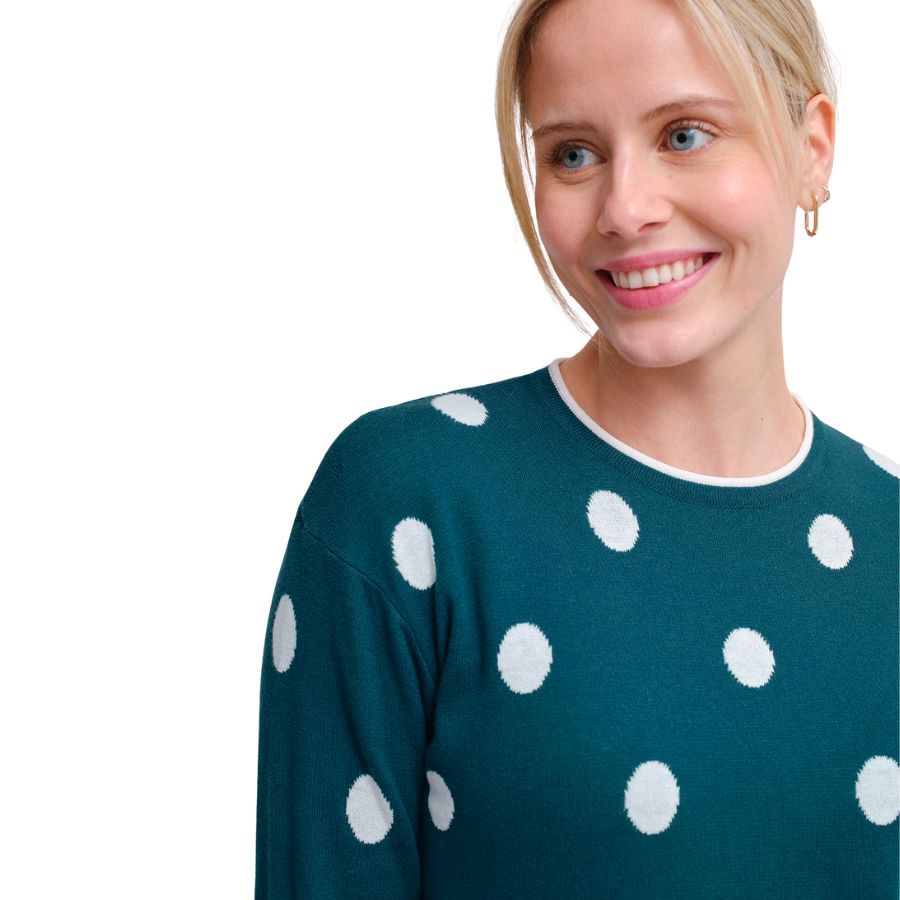 JERSEY DE MANGA LARGA ESTILO RETRO CON LUNARES BLANCOS