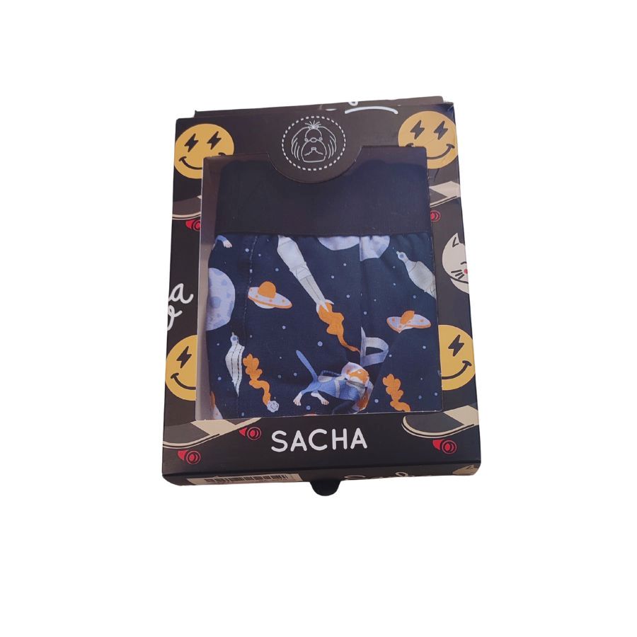 Boxer Sacha Aventura Espacial. Calzoncillos Estampado de planetas y estrellas con ajuste perfecto. Ideal para hombres con espíritu soñador y aventurero.