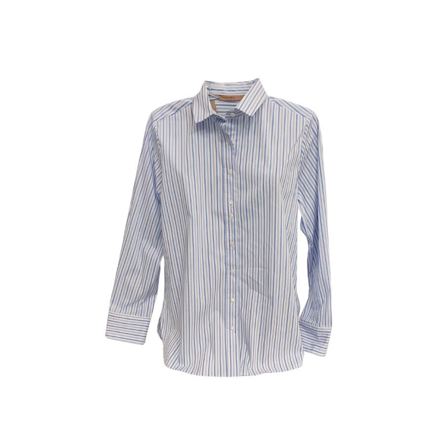Camisa Rayas Azules Mujer. Camisa de tacto suave con diseño de inspiración náutica, ideal para combinar con jeans.
