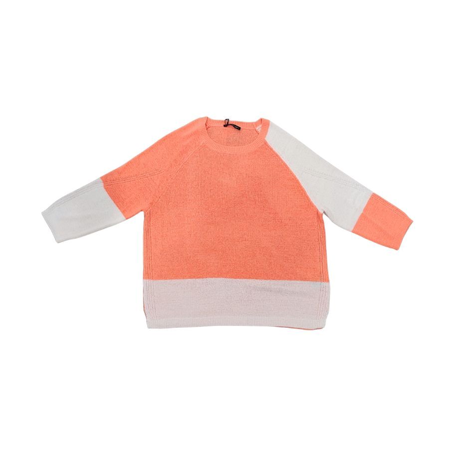 Jersey Punto Bicolor Mujer. El básico renovado para primavera. Jersey suave en combinación naranja y blanco con detalles de punto de alta calidad de Ian Lambert.