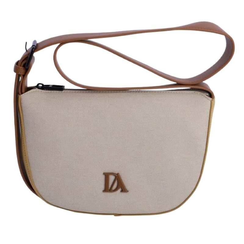 Bandolera mujer Don Algodon. Bolso bandolera Don Algodon de lona beige con detalles en color cuero y logotipo metálico de la nueva colección.