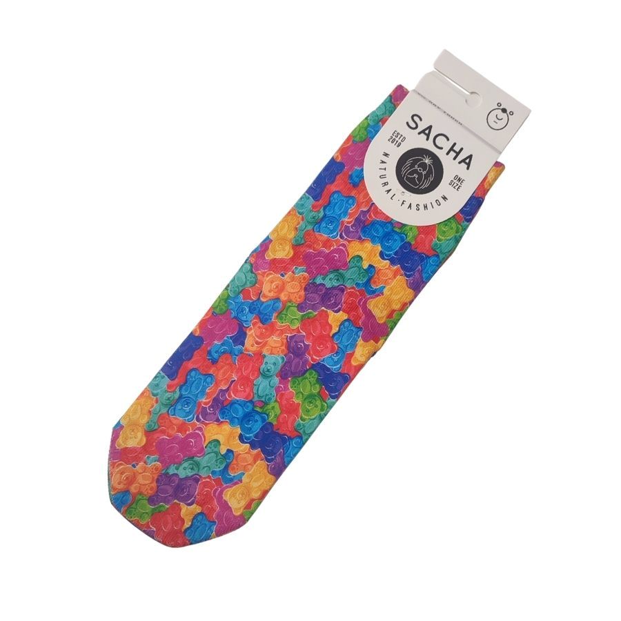 Calcetines Divertidos Mujer Sacha. Calcetines divertidos para mujer con estampado de ositos multicolor y tecnología Dry Touch para pies secos. Ideales para regalar o dar un toque alegre a tu calzado diario.