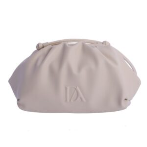 Bolso Bandolera Marfil Mujer. Bolso bandolera Don Algodon color marfil con diseño fruncido tipo clutch y logotipo frontal en relieve para mujer.