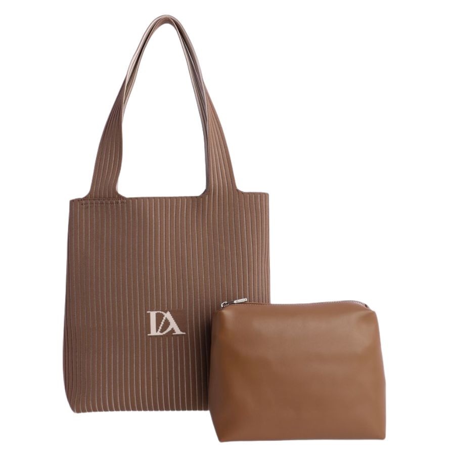 Bolso Hombro Ligero Mujer. Bolso de mujer Don Algodon con diseño combinado en tonos tierra y beige de gran capacidad.