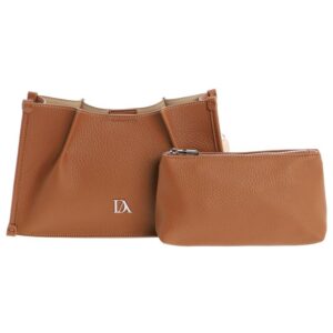 Bandolera Don Algodon Cuero. Bolso de hombro pequeño don algodon en tono marrón cuero con monedero extraíble y detalles de costuras reforzadas.