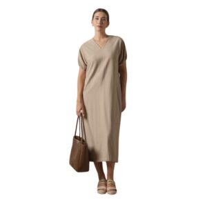 Vestido Midi Marrón Claro. Vestido midi con bolsillos de Don Algodon en color marrón claro de estilo casual
