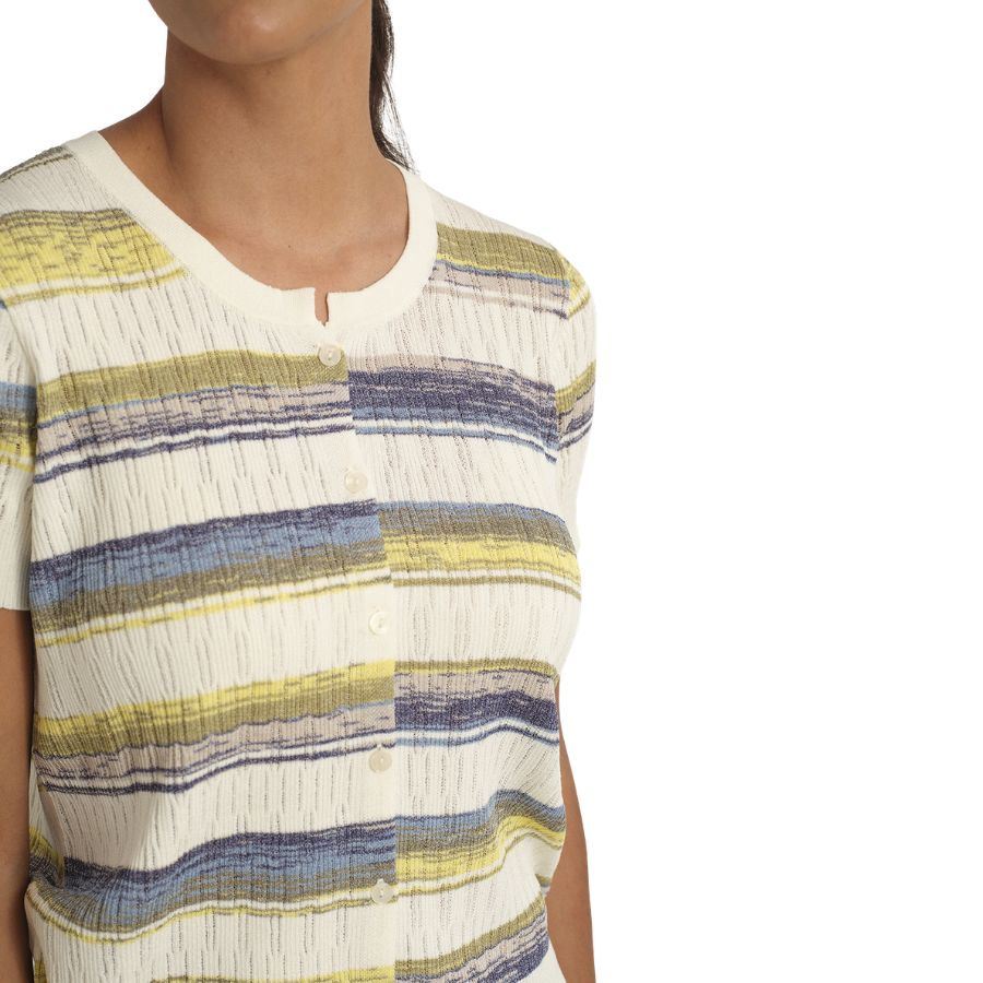 Camiseta Punto con Botones. Rebeca fina de punto de rayas de Azay