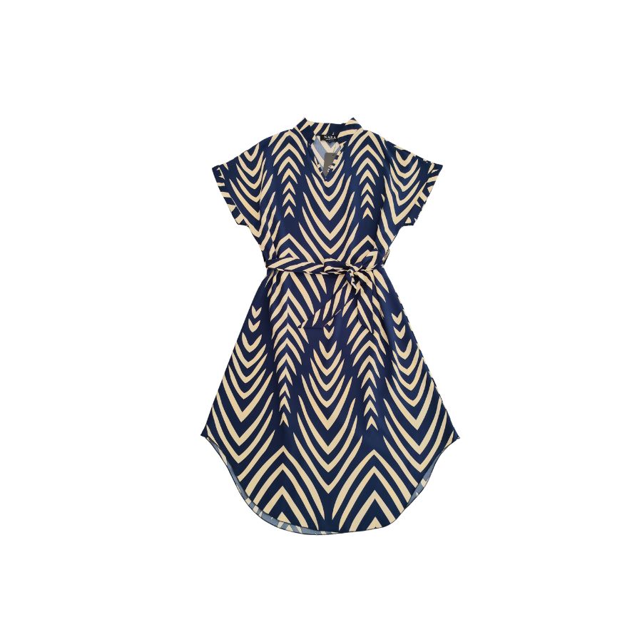Vestido Marino de Mujer. Vestido azul marino y beige un clasico para tu armario.