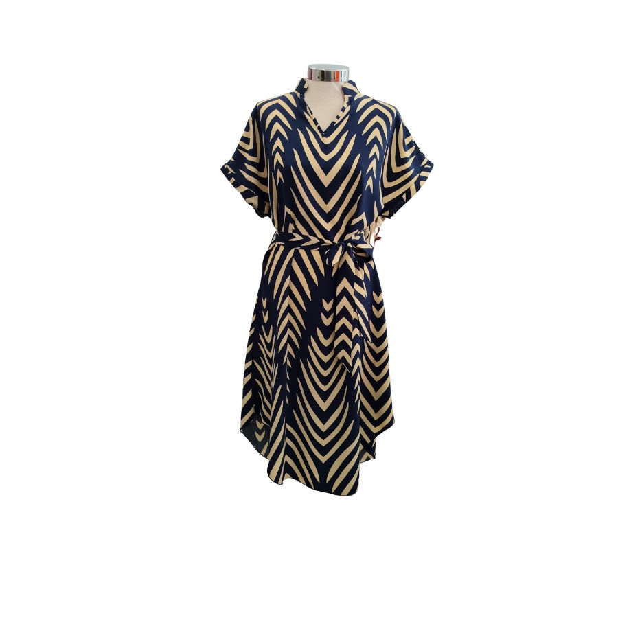 Vestido Marino de Mujer. Vestido con cinturón para ajustar en la cintura.