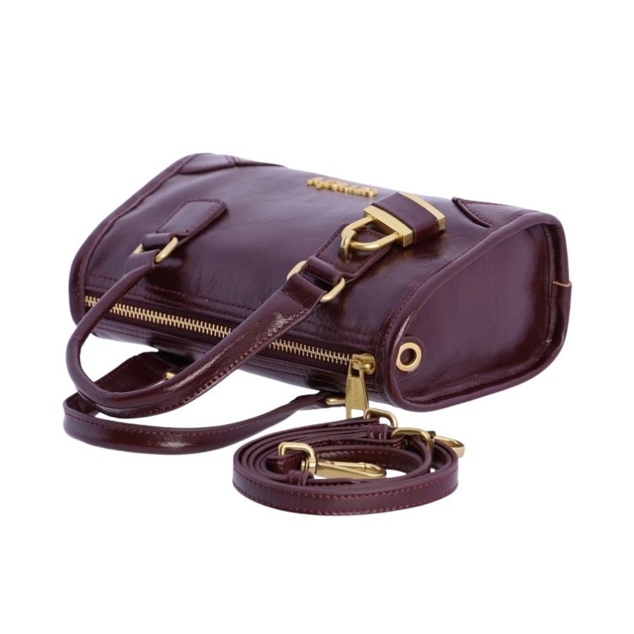 Bolso Amichi burdeos con correa larga desmontable y herrajes dorados