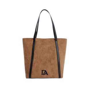 Bolso tote Don Algodon en color camel con detalles negros