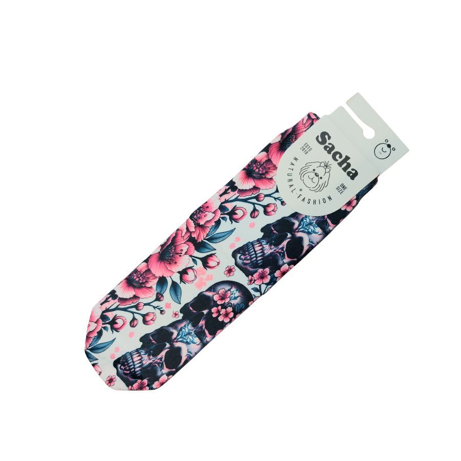 Calcetín Sacha mujer con estampado de calaveras, flores y tecnología Dry Touch