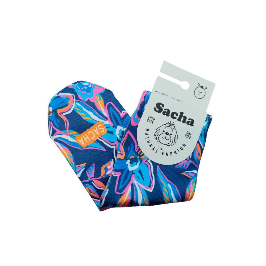 Calcetines Sacha de mujer con flores y hojas en tonos rosas y azules