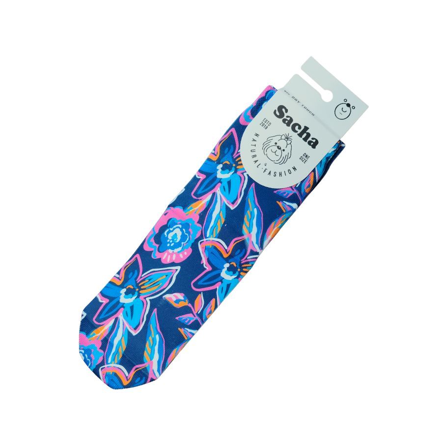 Calcetines Mujer Flores Sacha con estampado floral azul y multicolor