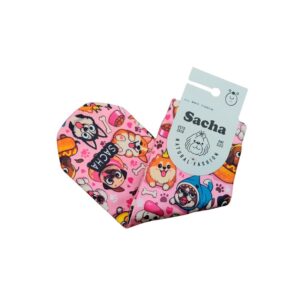 Calcetines Mujer Perros Sacha con estampado de perritos sobre fondo rosa